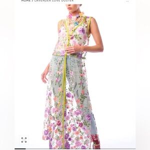 NWT Aratta Lavender Love Duster with Floral Embroidery